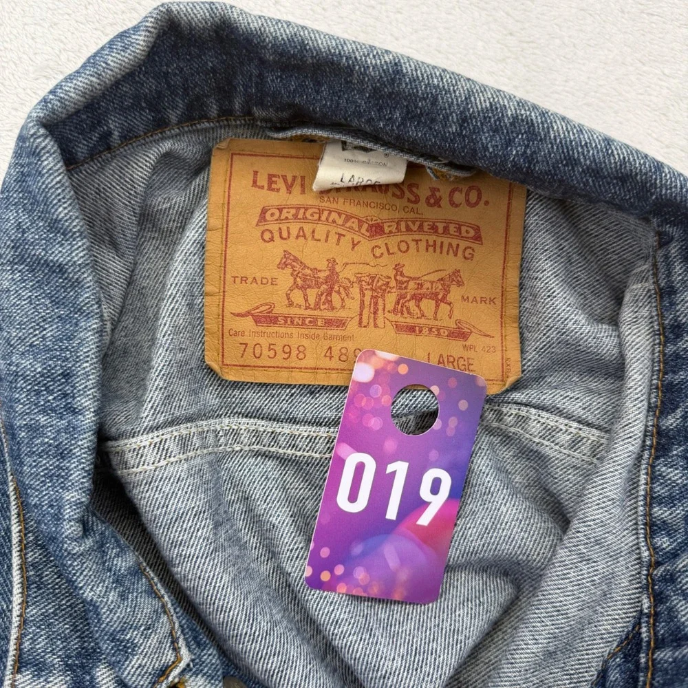'92 Levi's Denim Jacket Mens Large Blue 70598 4891 Trucker Jean Jacket EUC - Picture 12 of 12